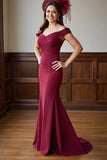 Off The Shoulder Burgundy Mermaid Mother Of The Bride Dress