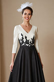 Black Satin A Line High Low Mother Of The Bride Dress Wth Appliques