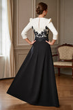 Black V Neck A Line Mother Of The Bride Dress Wth Slit