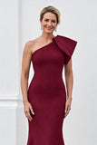 One Shoulder Burgundy Mermaid Long Mother Of The Bride Dress