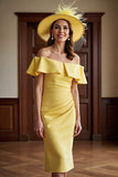 Daffodil Off The Shoulder Bodycon Midi Mother Of The Bride Dress