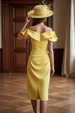 Daffodil Off The Shoulder Bodycon Midi Mother Of The Bride Dress