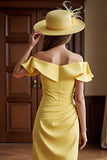 Daffodil Off The Shoulder Bodycon Midi Mother Of The Bride Dress