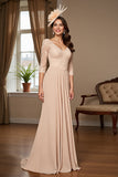 Apricot Mermaid Long Mother Of The Bride Dress With Appliques