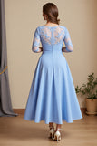 Sky Blue A Line Long Sleeve Mother Of The Bride Dress With Appliques