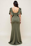 Mermaid Olive Satin Long Mother Of Bride Dress