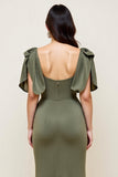 Mermaid Olive Satin Long Mother Of Bride Dress