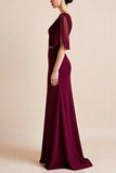 Burgundy A Line Beaded Long Mother Of Bride Dress