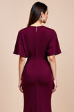 Mermaid Burgundy Ruched Long Mother Of Bride Dress