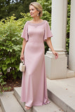 Dusty Rose A Line Appliqued Chiffon Mother of the Bride Dress