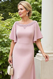 Dusty Rose A Line Appliqued Chiffon Mother of the Bride Dress