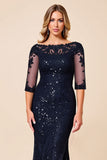 Sparkly Mermaid Navy Appliqued Mother Of Bride Dress