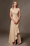 Chiffon A Line Champagne Ruched Mother Of Bride Dress