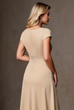 Chiffon A Line Champagne Ruched Mother Of Bride Dress