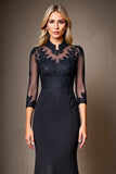 Mermaid Lace Appliqued Black Mother of the Bride Dress