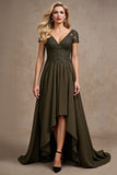 Olive A Line Lace Appliqued High-Low Mother Of Bride Dress