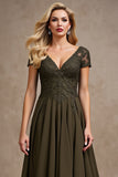 Olive A Line Lace Appliqued High-Low Mother Of Bride Dress
