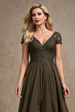 Olive A Line Lace Appliqued High-Low Mother Of Bride Dress