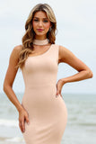 Asymmetrical Mermaid Apricot Long Bridesmaid Dress