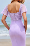 Lilac Mermaid Long Bridesmaid Dress With Slit