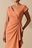 Sunset Bodycon Midi Ruched Mother Of The Bride Dress
