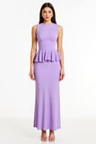 Lilac Sheath Long Formal Dress with Ruffles