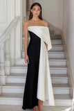 One Shoulder A Line Black And White Formal Dress