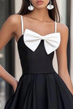 A Line Spaghetti Straps Little Black Dress With Bow