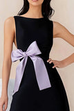 A Line Satin Little Black Dress With Bow