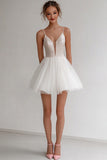 Sparkly A Line Ivory Tulle Graduation Dress