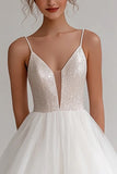 Sparkly A Line Ivory Tulle Graduation Dress