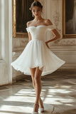 Off the Shoulder A Line Chiffon Ivory Graduation Dress