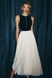 Vintage Black and White Chiffon Long Formal Dress