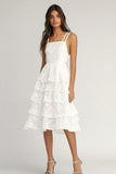Ivory A Line Tiered Lace Graduation Dress