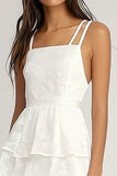 Ivory A Line Tiered Lace Graduation Dress