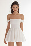 White Off The Shoulder A Line Simple Graduation Dress