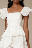 Ivory A Line Simple Lace Graduation Dress