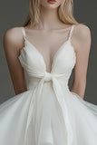 Simple Ivory V Neck A Line Short Graduation Dress