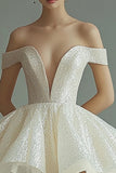 Sparkly Off The Shoulder A Line Champagne Graduation Dress
