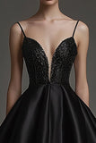 Simple A Line V Neck Little Black Dress