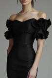 Off The Shoulder Bodycon Ruffled Little Black Dress