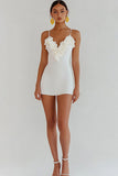 Satin Ruffled Bodycon Little White Dress
