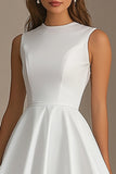 A Line Simple Satin Little White Dress