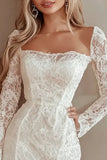 Bodycon Ivory Long Sleeves Lace Graduation Dress