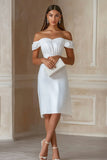 Off The Shoulder Sheath Simple Little White Dress