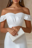 Off The Shoulder Sheath Simple Little White Dress