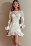 Bodycon Long Sleeves Ivory Lace Graduation Dress