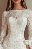 Bodycon Long Sleeves Ivory Lace Graduation Dress
