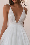 Sparkly A Line V Neck Little White Dress