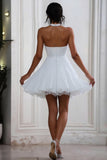 Halter A Line Chiffon Little White Dress